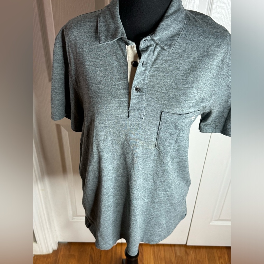 Rag & Bone Mens Polo Shirt Size Medium Grey Short Sleeve Gray